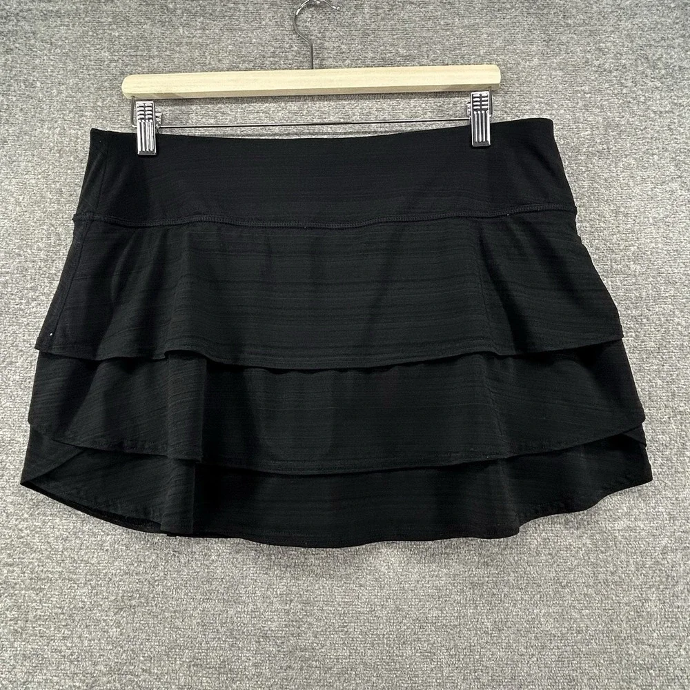 Athleta Stripe Swagger Skort Women Size Large Black Tennis Golf 983302‎